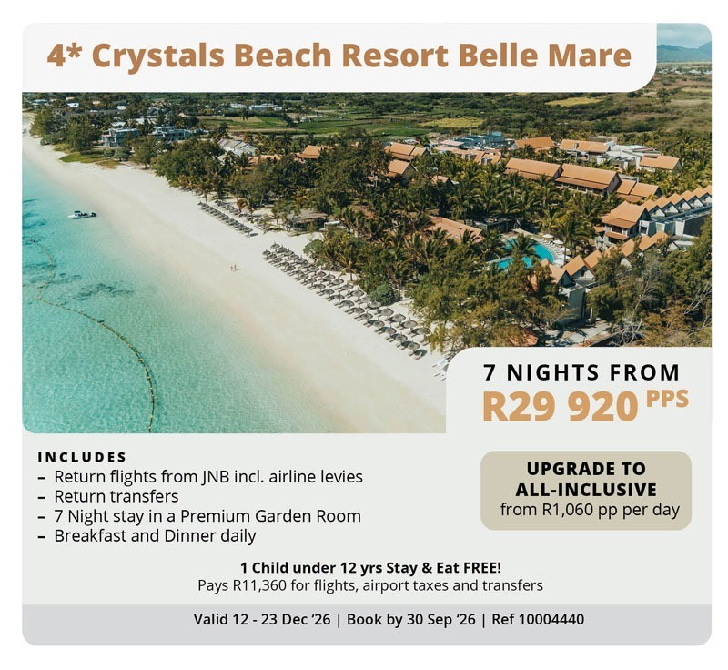 Mauritius — December Holiday — 4★ Crystals Beach Resort Belle Mare