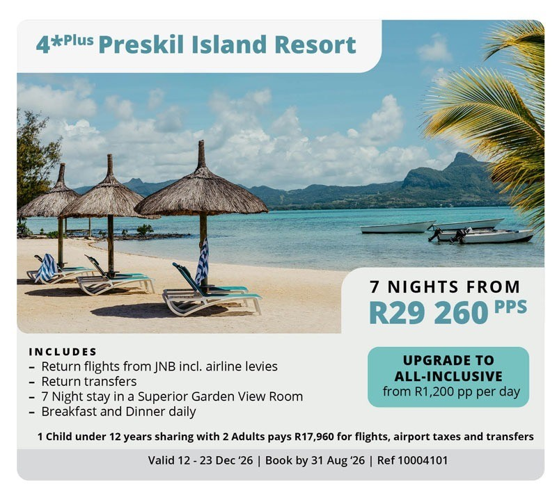 Mauritius — December Holiday — 4★ Plus Preskil Island Resort